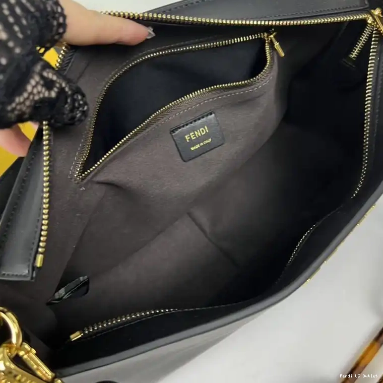 Affordable HOT In Black O'Lock Calf Fendi Shoulder Leather Bag Zip 0405